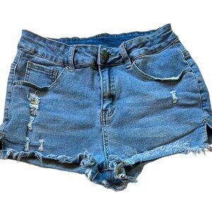 Denim frayed hem hot pants Jean shorts women S